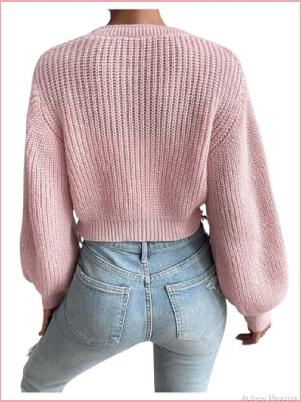 Strawberry Embroidery Crop Cardigan V Neck Button Front Drop Shoulder - Picture 2 of 7